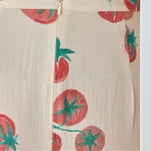 Tomato Print Midi Skirt - Cream and Red